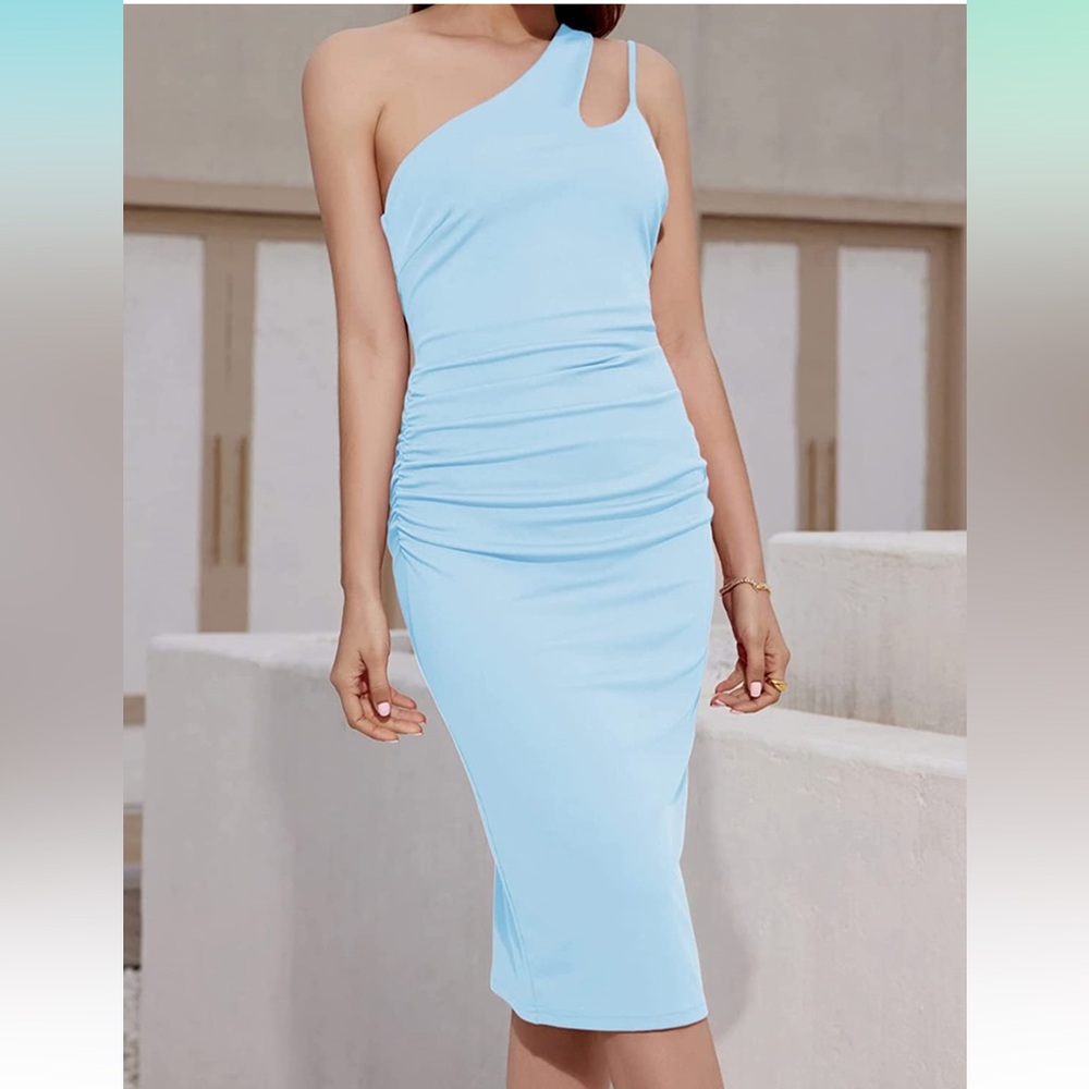 Grace Karin One Shoulder Blue Dress